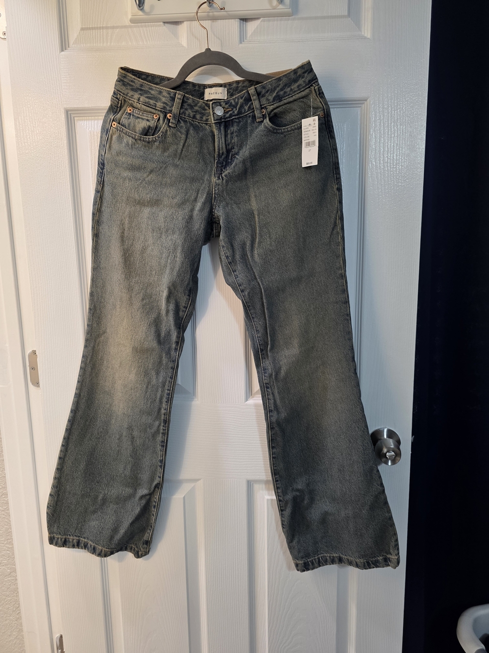 PacSun Women's Faded Black-Grey Wide Leg Jeans Size 27